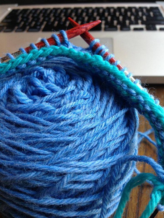 knitting on needles