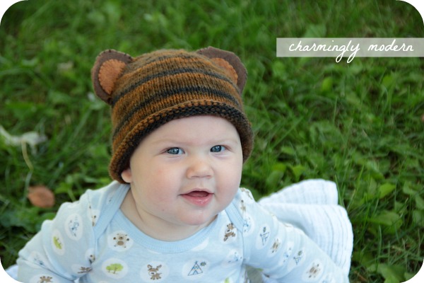 knitted bear baby hat