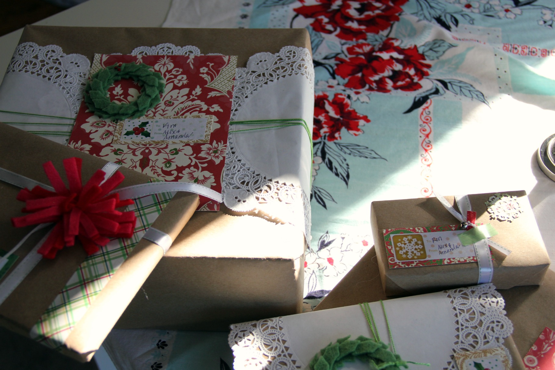 wrapped christmas presents