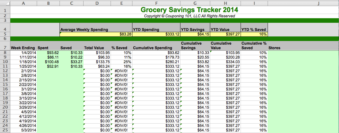 January 2014 grocery spending spreadsheet